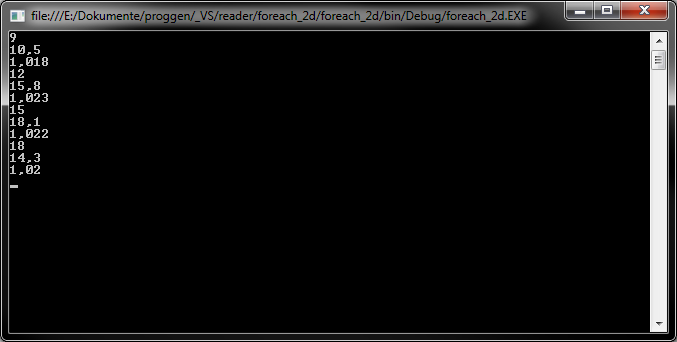 foreach_array_2d_console